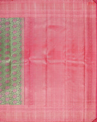 Greyish Green Kanchipuram Jacquard Silk Saree