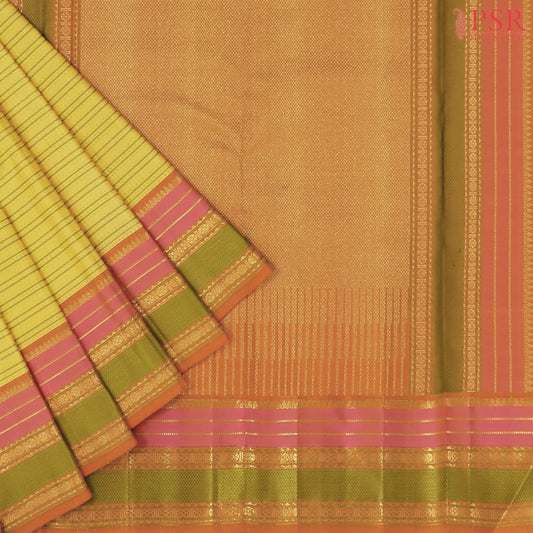 Canary Yellow Kanchipuram Silk Saree