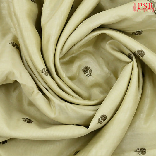 Pastel Olive Organza Embroidery Saree