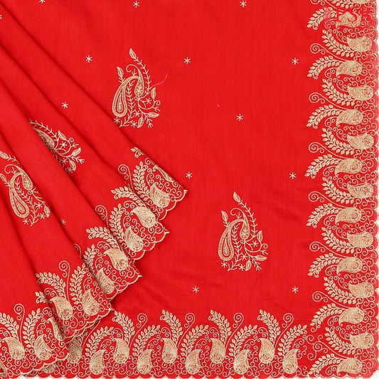 Red Semi Dupion Saree