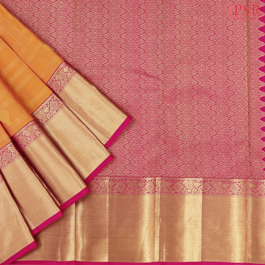 Melon Yellow Fancy Kanchipuram Silk Saree