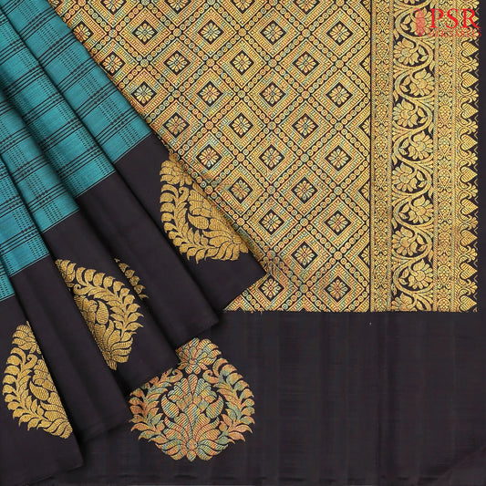 Teal Kanchipuram Silk Saree