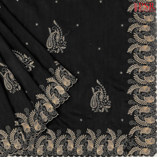 Black Semi Dupion Saree