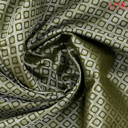 Olive Green Kanchipuram Silk Saree