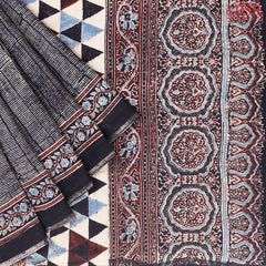 Black Jaipur Cotton Printed Saree