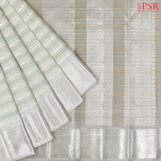 Floral Beige Kanchipuram Silk Saree