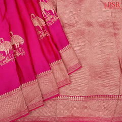 Magenta Pink Banarasi Habutai Satin Saree
