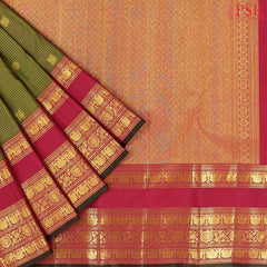Dark Pear Green Kanchipuram Silk Saree