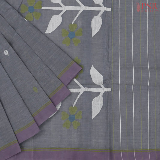 Cement Grey Bengal Cotton Saree