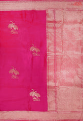 Magenta Pink Banarasi Habutai Satin Saree