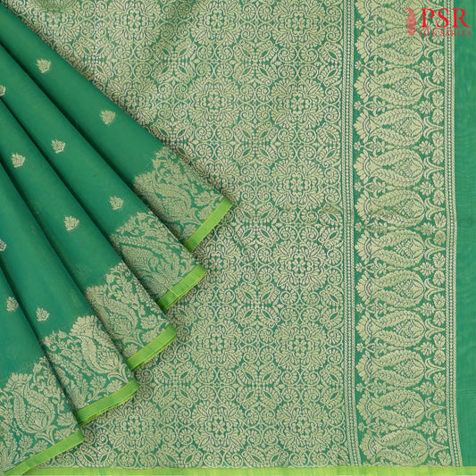 Green Semi Silk Cotton Saree