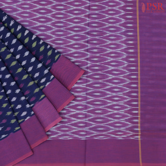 Dark Blue Ikkat Cotton Saree