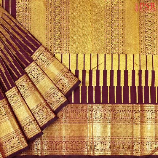 Burgundy Kanchipuram Jacquard Silk Saree