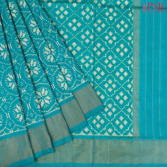 Cyan Pochampally Silk Ikat Saree