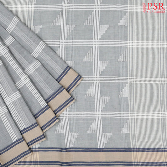 Light Grey Byloom Cotton Saree