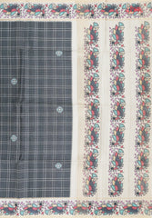 Charcoal Grey Semi Tussar Saree