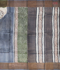 Blue-Grey Kadhi Tussar Silk Saree