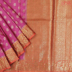 Dark Pink Banaras Tussar Silk Saree