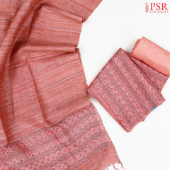 Candlelight Peach Tussar Silk Dress Material