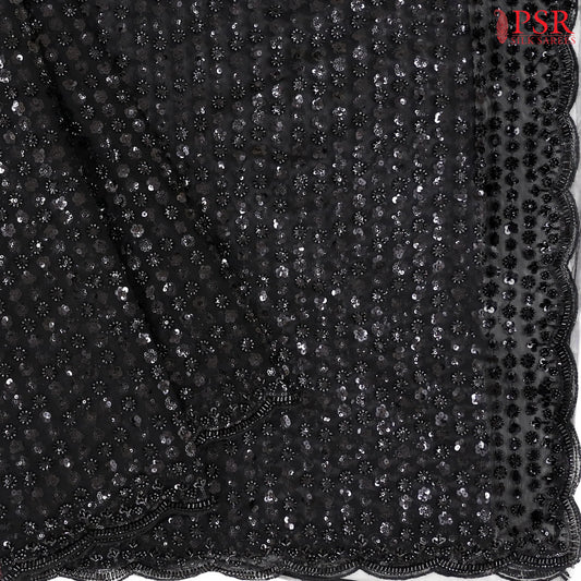 Black Georgette Laser Embroidery Saree