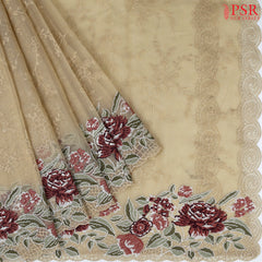 Beige Tissue Embroidery Saree