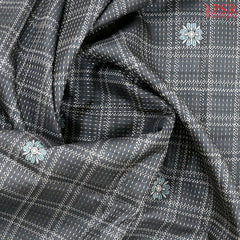 Charcoal Grey Semi Tussar Saree