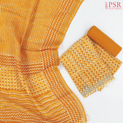 Yellow Orange Linen Dress Material