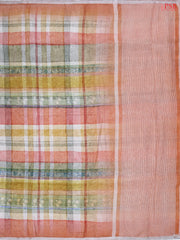 Coral Peach Linen Saree
