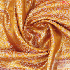 Tangerine Orange Bridal Kanchipuram Tissue Silk Saree