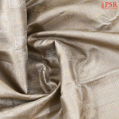Greige Kanchipuram Jacquard Silk Saree