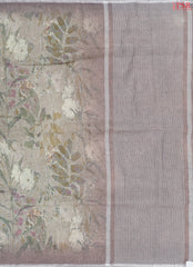 Floral Beige Linen Saree