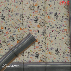 Grey Tussar Silk Dress Material
