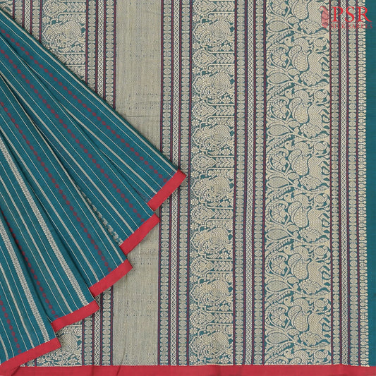 Teal Kalakshetra Kovai Cotton Saree