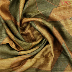 Dark Olive & Mustard Banaras Jute Silk Saree
