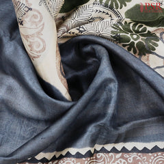 Blue-Grey Kadhi Tussar Silk Saree
