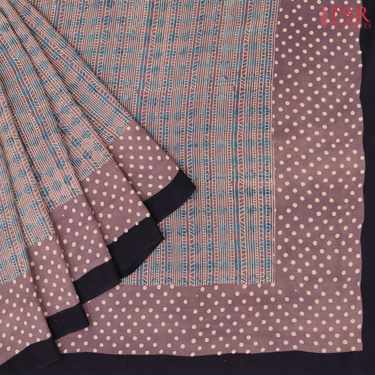 Dark Rose Mauve Crape Silk Saree