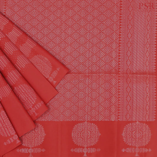 Dark Vermilion Red Soft Silk Saree