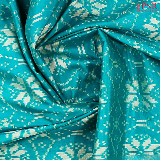 Cyan Pochampally Silk Ikat Saree