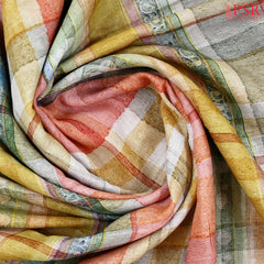 Coral Peach Linen Saree