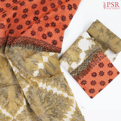 Olive Tan Cotton Dress Material