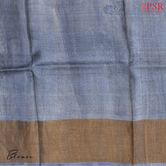 Blue-Grey Kadhi Tussar Silk Saree