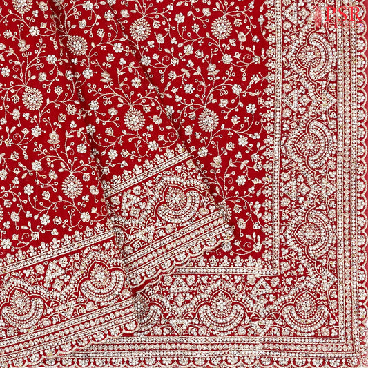 Red Georgette Laser Embroidery Saree