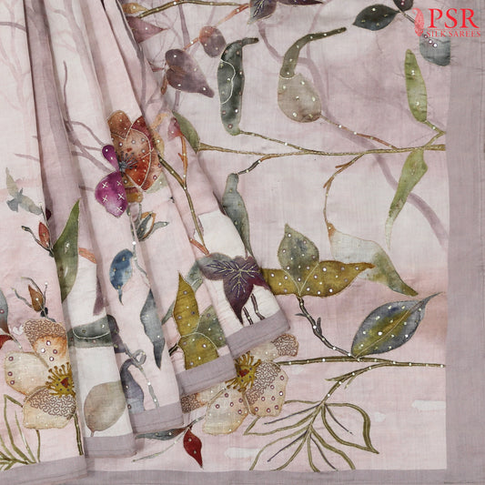 Light Pink Chiniya Silk Saree