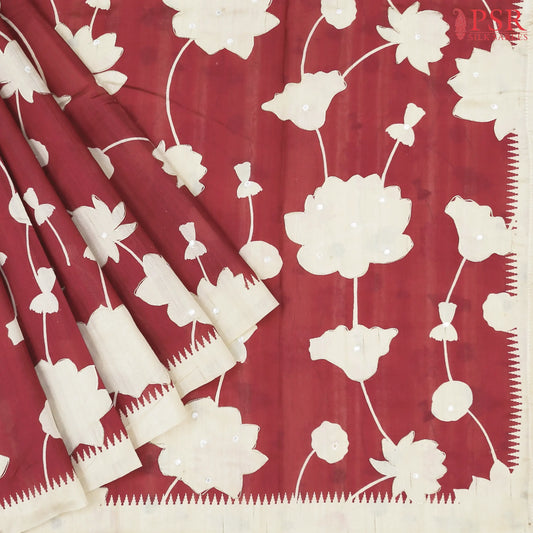Barn Red Semi Tussar Saree