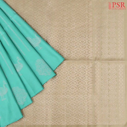 Turquoise Blue Soft Silk Saree