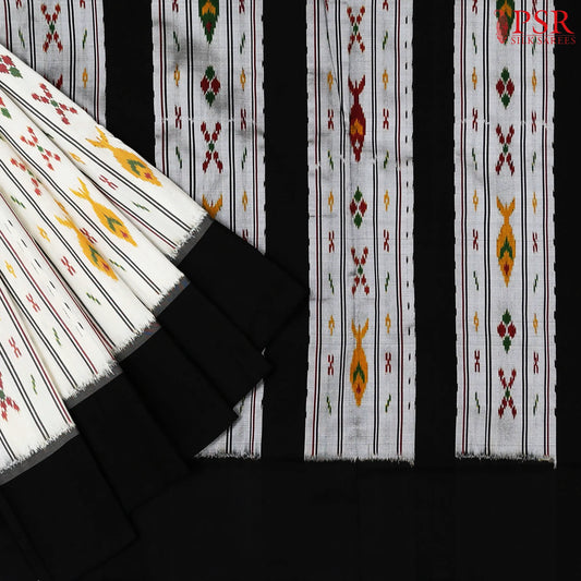 Daisy White Pochampally Silk Saree