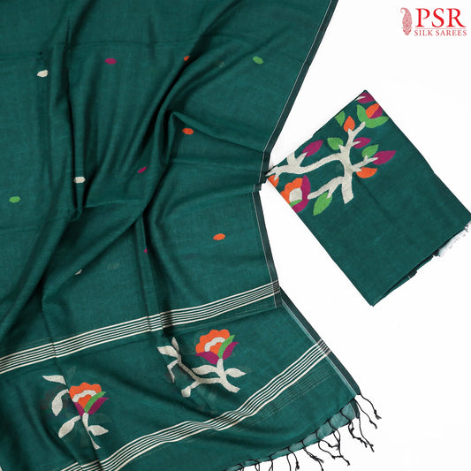 Dark Green Byloom Cotton Dress Material