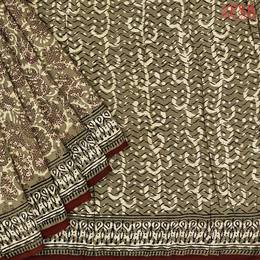 Olive Grey Modal Silk Saree