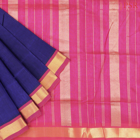 Navy Blue Cotton Silk Saree