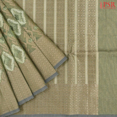 Olive Green Manipuri Silk Cotton Saree